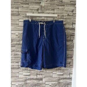 Vintage Mens Ralph Lauren Polo Swim Suit Trunks XL Blue Board Beach Velcro Short